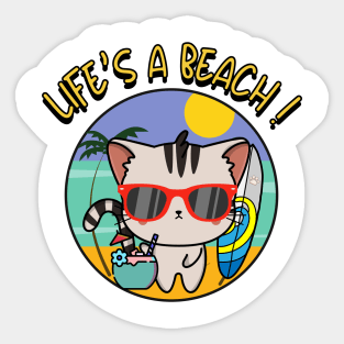 Life's a beach Tabby Cat Sticker